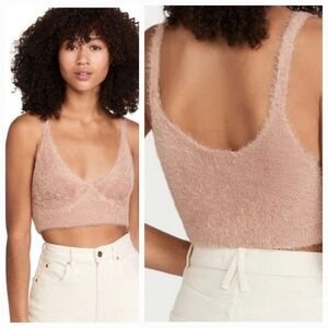 Jonathan Simkhai Blush Fuzzy Crop Top
